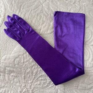 Vintage Purple Satin Elbow Gloves